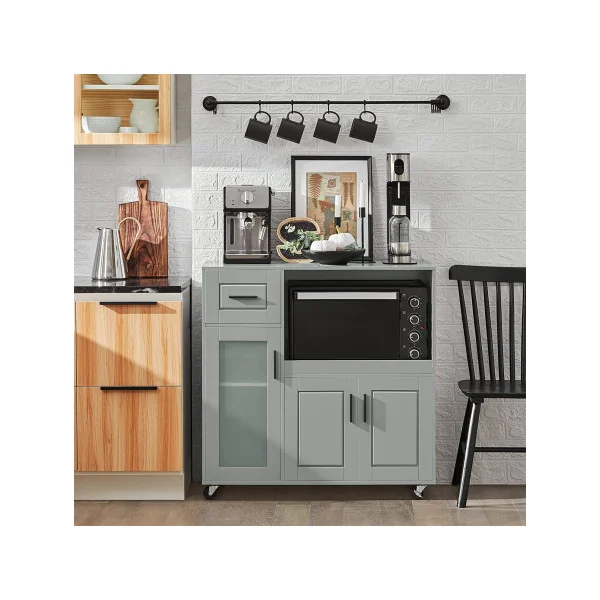 Buffet cuisine 1 tiroir et 3 portes gris Armoire Cuisine mobile