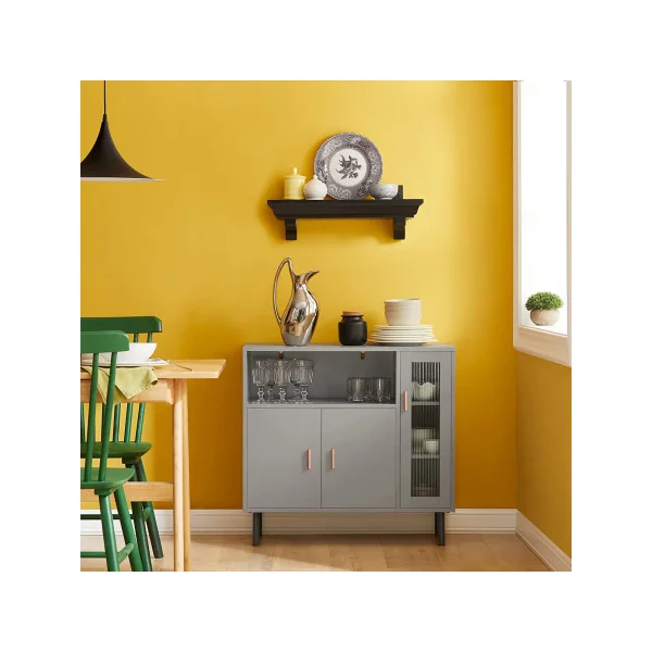 Buffet cuisine avec placard gris Armoire Cuisine Meuble d'appoint gris moderne