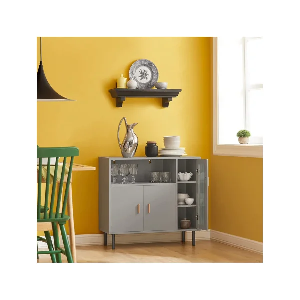 Buffet cuisine avec placard gris Armoire Cuisine Meuble d'appoint gris moderne