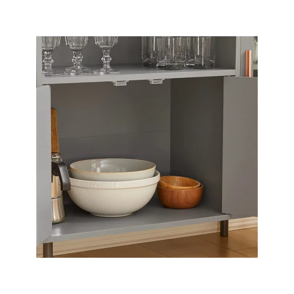 Buffet cuisine avec placard gris Armoire Cuisine Meuble d'appoint gris moderne
