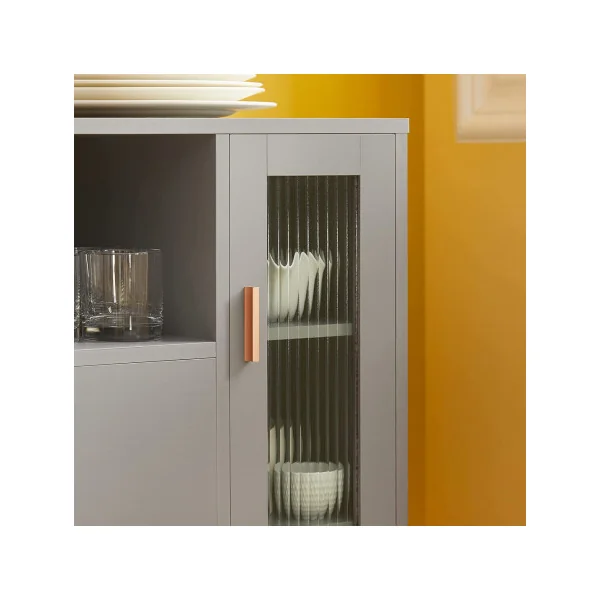 Buffet cuisine avec placard gris Armoire Cuisine Meuble d'appoint gris moderne