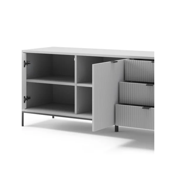 Buffet de salon gris design Buffet gris 2 placards 3 tiroirs Buffet moderne