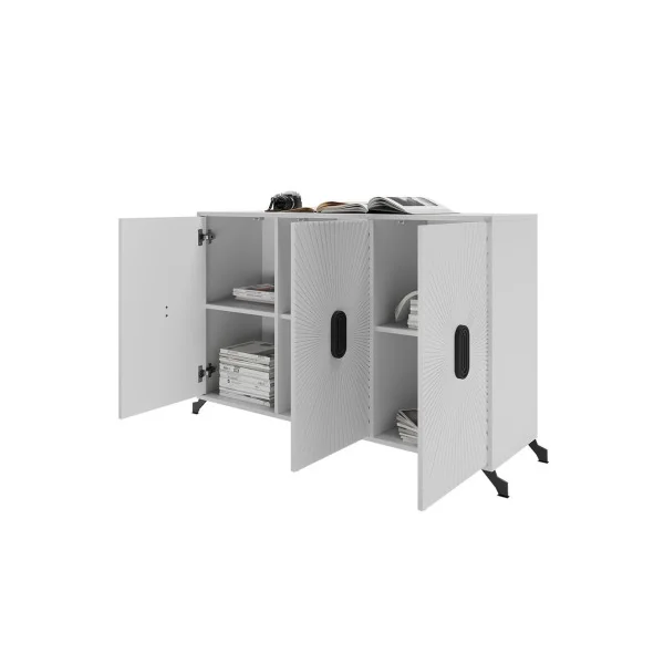 Buffet de salon gris graphique Buffet gris 3 placards Buffet moderne