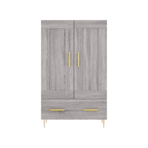 Buffet de Salon Haut Buffet Chêne Gris Moderne 2 Portes 1 Tiroir