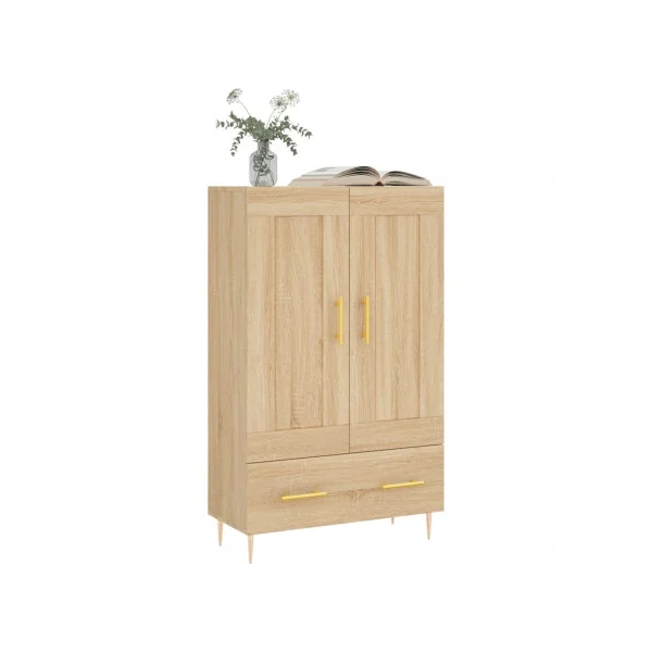 Buffet de Salon Haut Buffet Chêne Moderne 2 Portes 1 Tiroir