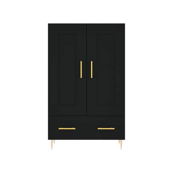Buffet de Salon Haut Buffet Noir Moderne 2 Portes 1 Tiroir