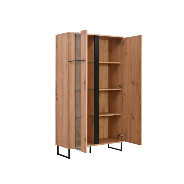 Buffet haut avec vitrine buffet rangement buffet salon chêne et noir