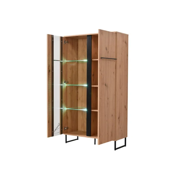 Buffet haut avec vitrine buffet rangement buffet salon chêne et noir