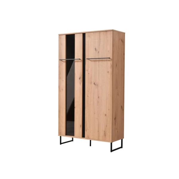 Buffet haut avec vitrine buffet rangement buffet salon chêne et noir