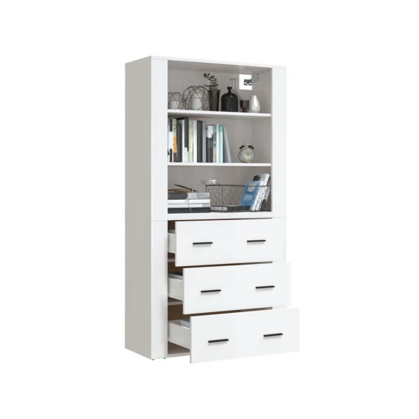 Buffet Haut Blanc Brillant 150 cm Buffet Salon Moderne Meuble Rangement Tendance