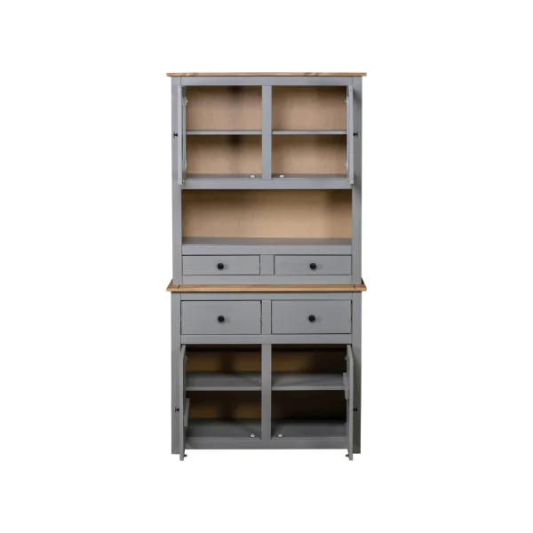 Buffet Haut de Salon 180 cm Buffet Salle à Manger en Pin Massif Gris