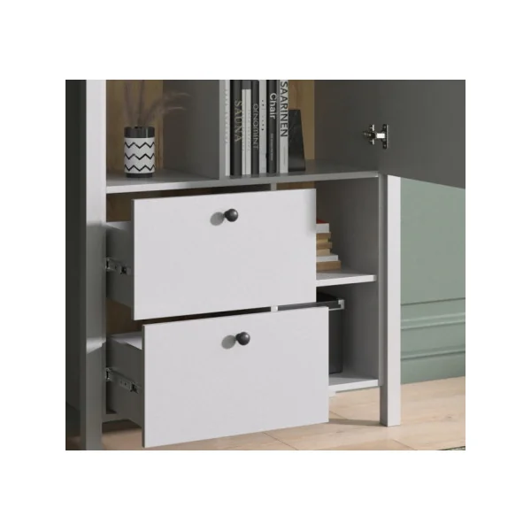Buffet haut de salon gris design Buffet gris 1 placard 2 tiroirs Buffet moderne
