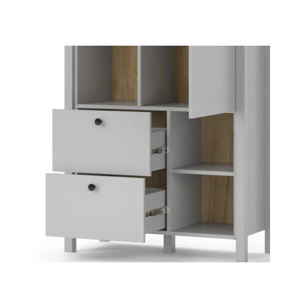 Buffet haut de salon gris design Buffet gris 1 placard 2 tiroirs Buffet moderne