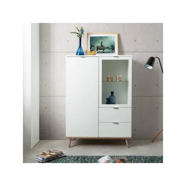 Buffet salon moderne avec pieds en bois massif buffet salle à manger avec vitrine buffet blanc