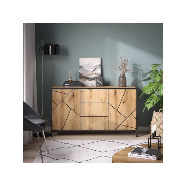 Buffet salon moderne Buffet Chêne Graphique Buffet chambre Meuble rangement tendance