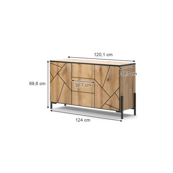 Buffet salon moderne Buffet Chêne Graphique Buffet chambre Meuble rangement tendance
