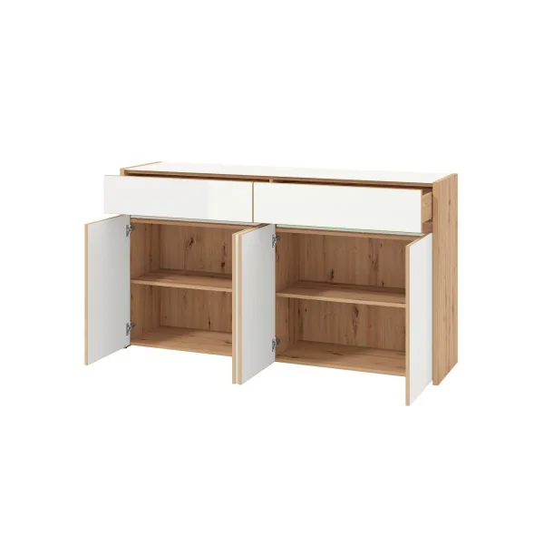 Buffet salon moderne verre haute brillance Buffet salle à manger avec vitrine buffet blanc 2 tiroirs