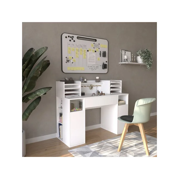 Bureau Blanc avec Nombreux Rangement Bureau Artiste Bureau avec rangement