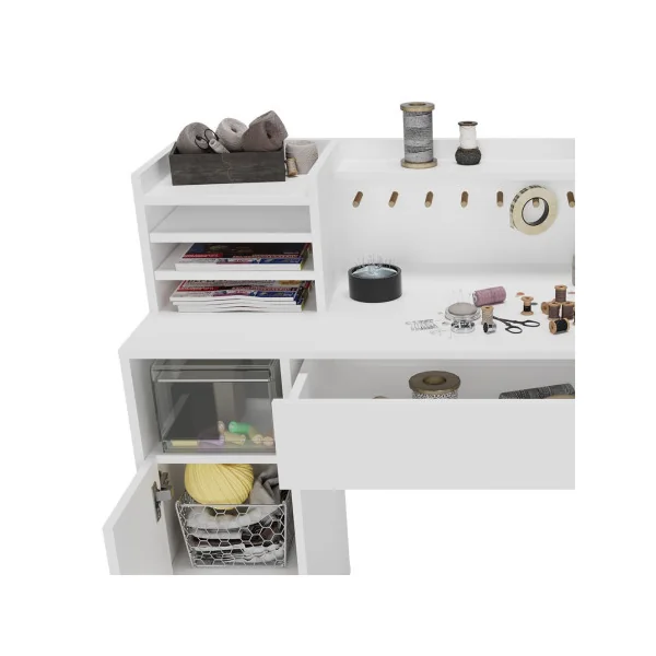 Bureau Blanc avec Nombreux Rangement Bureau Artiste Bureau avec rangement