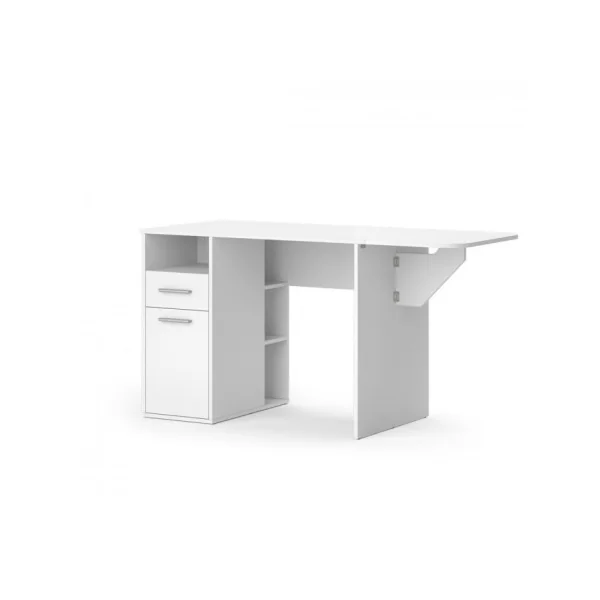Bureau blanc avec rangements Bureau avec tablette rabattable Bureau informatique