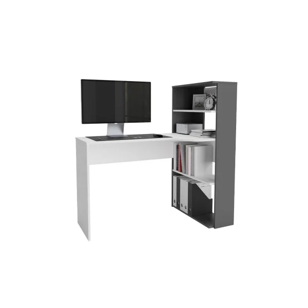 Bureau Blanc et Anthracite Avec Etagères Bureau de travail Bureau moderne