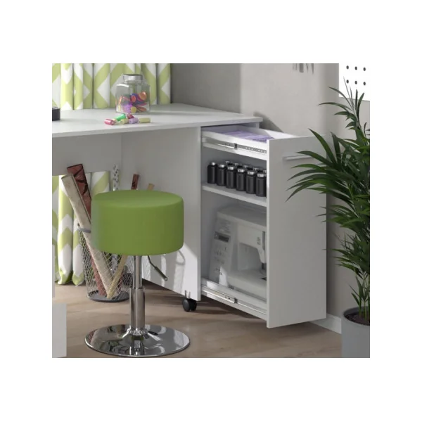 Bureau blanc Table de couture sur roulettes Bureau de couture Table artisanale avec 4 tiroirs