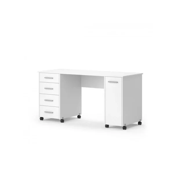 Bureau blanc Table de couture sur roulettes Bureau de couture Table artisanale avec 4 tiroirs