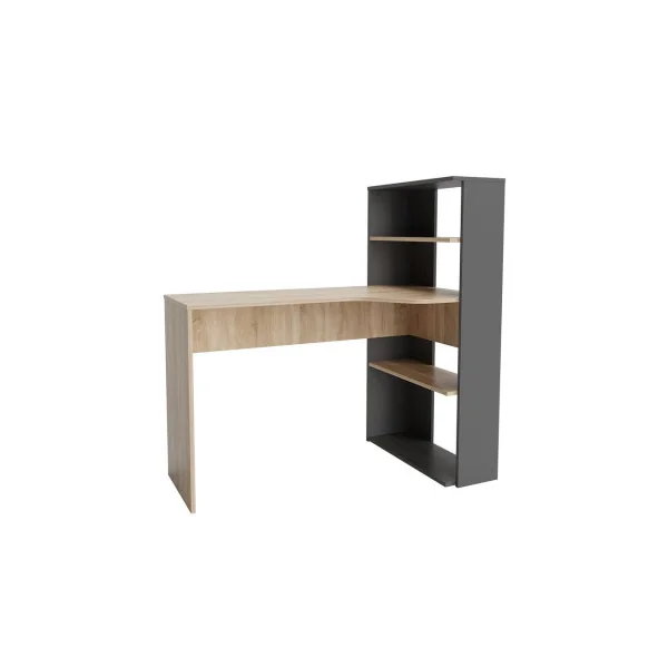 Bureau Chêne et Anthracite Avec Etagères Bureau de travail Bureau moderne