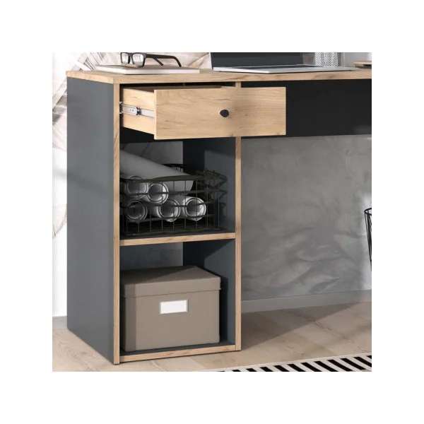Bureau chêne et anthracite avec tiroir Bureau de travail Bureau moderne