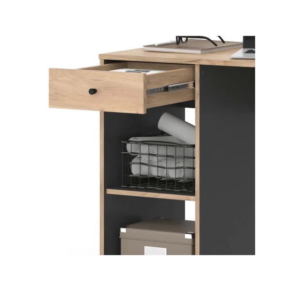 Bureau chêne et anthracite avec tiroir Bureau de travail Bureau moderne