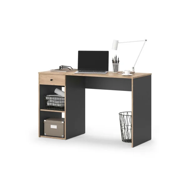 Bureau chêne et anthracite avec tiroir Bureau de travail Bureau moderne