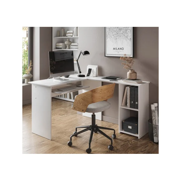 Bureau d'angle blanc moderne Bureau informatique blanc Bureau de travail