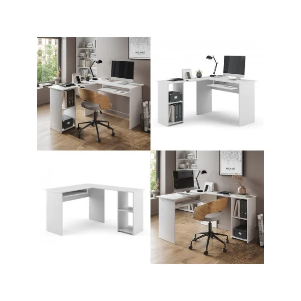 Bureau d'angle blanc moderne Bureau informatique blanc Bureau de travail