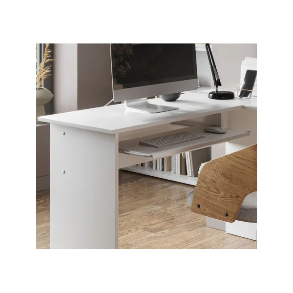 Bureau d'angle blanc moderne Bureau informatique blanc Bureau de travail