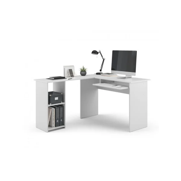 Bureau d'angle blanc moderne Bureau informatique blanc Bureau de travail