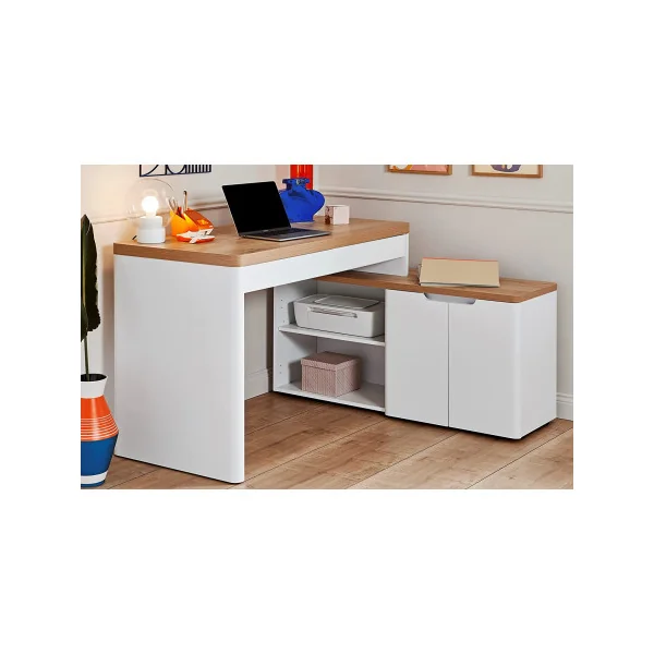 Bureau d'angle blanc réversible Bureau informatique