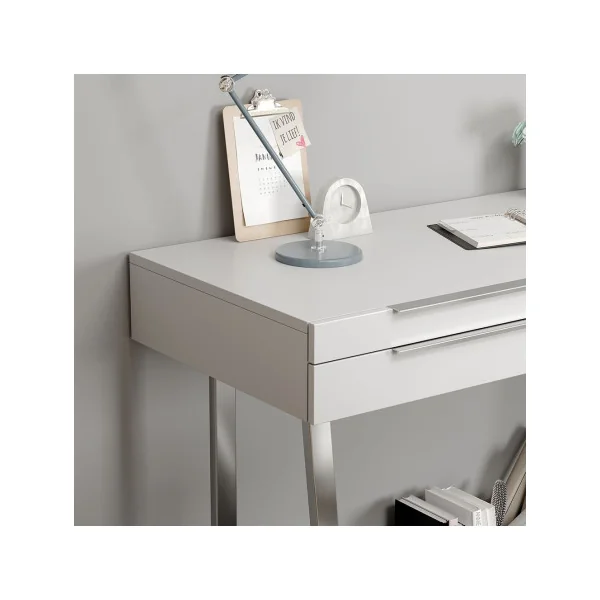 Bureau design blanc avec 4 tiroirs Bureau moderne Bureau informatique tendance Pieds acier