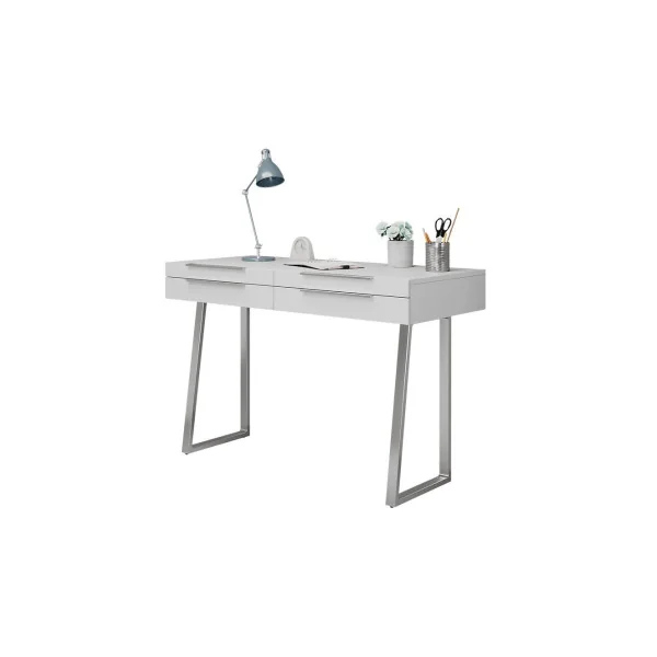 Bureau design blanc avec 4 tiroirs Bureau moderne Bureau informatique tendance Pieds acier