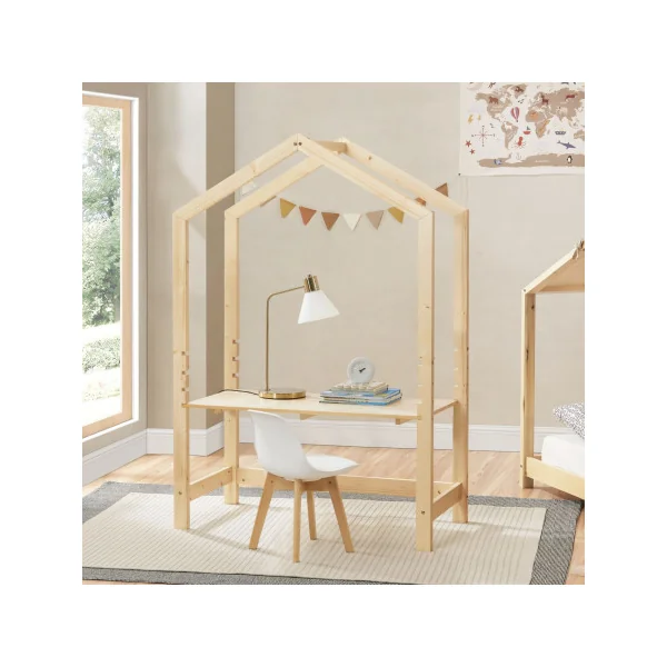 Bureau enfant montessori pin massif Bureau chambre enfant style cabane avec plateau réglable