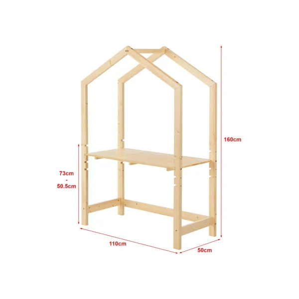 Bureau enfant montessori pin massif Bureau chambre enfant style cabane avec plateau réglable
