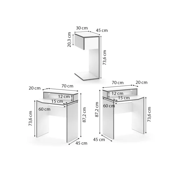 Bureau gaming blanc et gris design Bureau de jeu Bureau gamer Bureau informatique