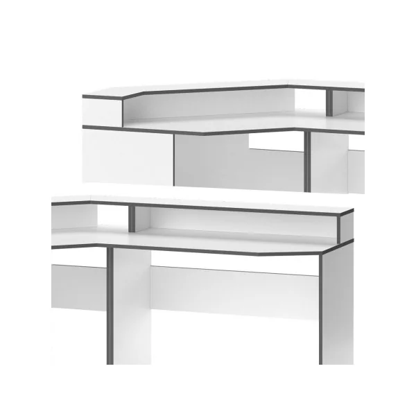 Bureau gaming blanc et gris Espace bureau de jeu Bureau gamer Bureau informatique