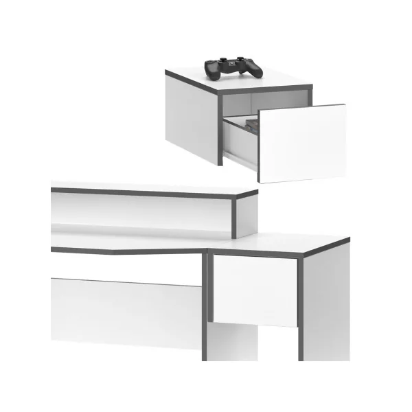Bureau gaming blanc et gris moderne Bureau de jeu Bureau gamer Bureau informatique