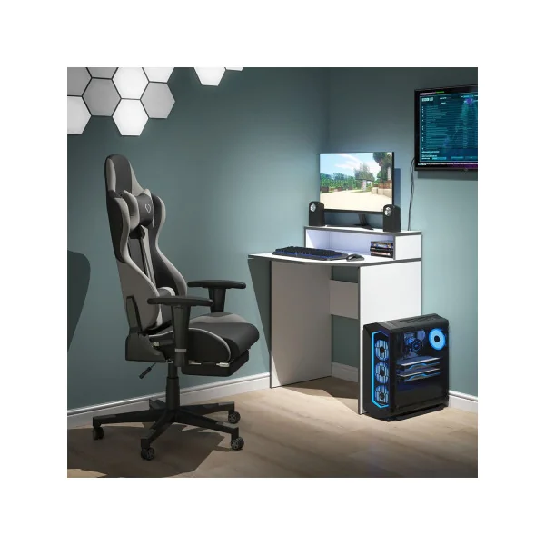 Bureau gaming blanc et gris PM Bureau de jeu Bureau gamer Bureau informatique