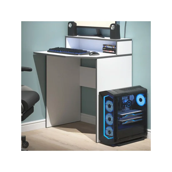 Bureau gaming blanc et gris PM Bureau de jeu Bureau gamer Bureau informatique
