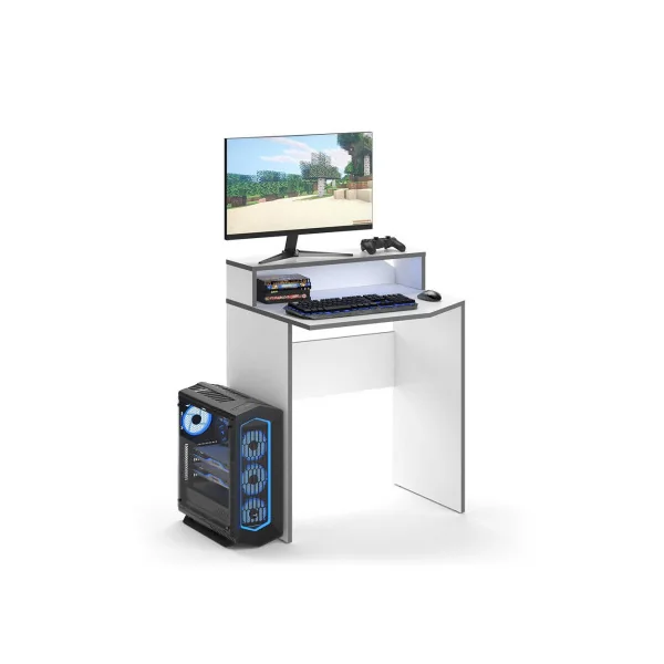 Bureau gaming blanc et gris PM Bureau de jeu Bureau gamer Bureau informatique