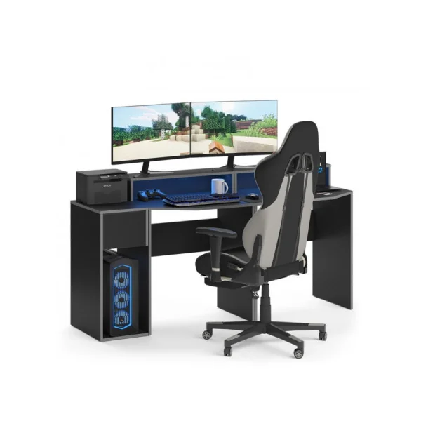 Bureau gaming noir et gris design bureau de jeu bureau gamer bureau informatique