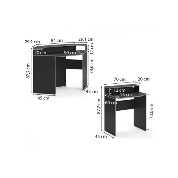 Bureau gaming noir et gris moderne bureau de jeu bureau gamer bureau informatique
