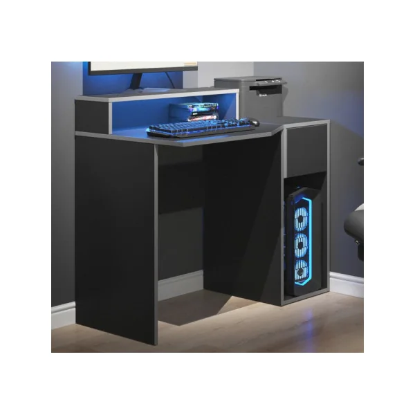 Bureau gaming noir et gris PM avec guéridon bureau de jeu bureau gamer bureau informatique