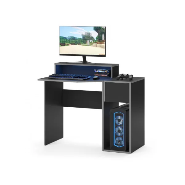 Bureau gaming noir et gris PM avec guéridon bureau de jeu bureau gamer bureau informatique